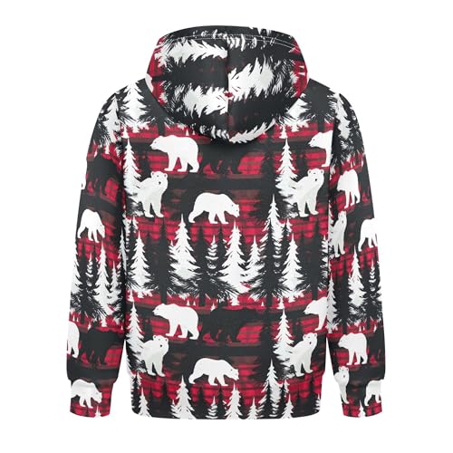 Kids Hoodies Sweaters Christmas Xmas Polar Bear Hooded Sweatshirts with Big Pockets for Boys Girls B04004592