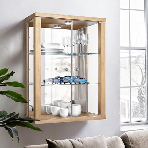 K-Möbel Vitrina Pared (80x60x25cm) - Fabricado en Alemania - Estanteria Cristal con 2 estantes de...