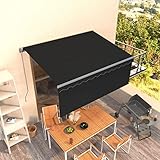 Catherinol Gelenkarmmarkise Einziehbar mit Volant, Seitenmarkise, Markisen, Gelenkmarkise, Markise Balkon, Sonnenschutz Balkon, Terrasenüberdachungen, Balkon überdachung, 3x2,5 m Anthrazit
