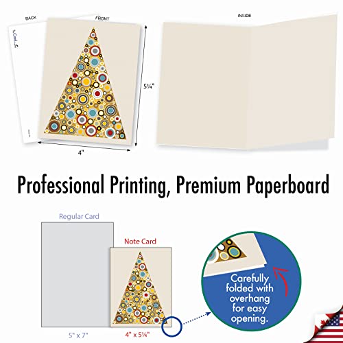 Image of The Best Card Company - 10 Blank Christmas Note Cards with Envelopes (4 x 5.12 Inch) - Fun Assorted Holiday Notecard Set - Ornamentals M6014