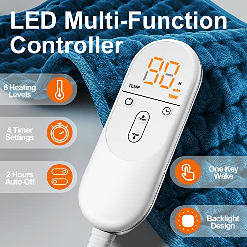 Heating Pad For Back Pain Relief, Electric Heating Pads For Cramps/Abdomen/Waist/Shoulder With 6 Heat Settings And Auto-Off, Moist/Dry Heat Pad, Christmas Gifts For Women Men Mom Dad, 12" X 24" #TOP1