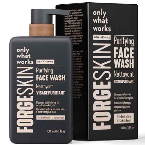 Image of Forge Skin Beef Tallow Face Wash for Men - Morning Nourishing Hydrating Facial Cleanser - Gentle Cleansing Moisturizer for Hydration - Exfoliating Facial Skincare for Clean Skin (5 OZ)