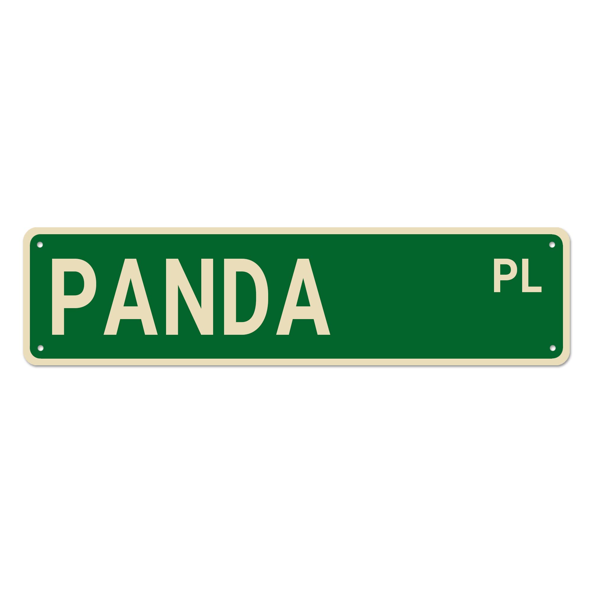 peiyeety Vintage Metal Tin Sign Panda Place Street Sign, Retro Wall Decor for Home, Bar, Garage, Cafe, Man Cave, Pet Room, Zoo, Rustic Wall Art for Indoor and Outdoor Decoration, 4x16 Inch