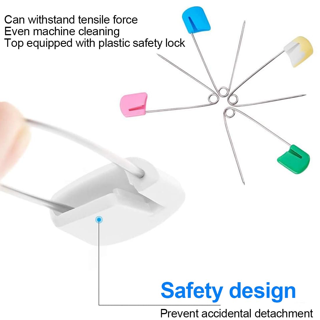 XPEX 50 Pcs 5 Couleurs en Acier Inoxydable Épingler, Épingle à Couche pour Tissu Robuste, Épingle De Sécurité pour Bébé, Épingle De Tête en Plastique avec Verrou De Sécurité