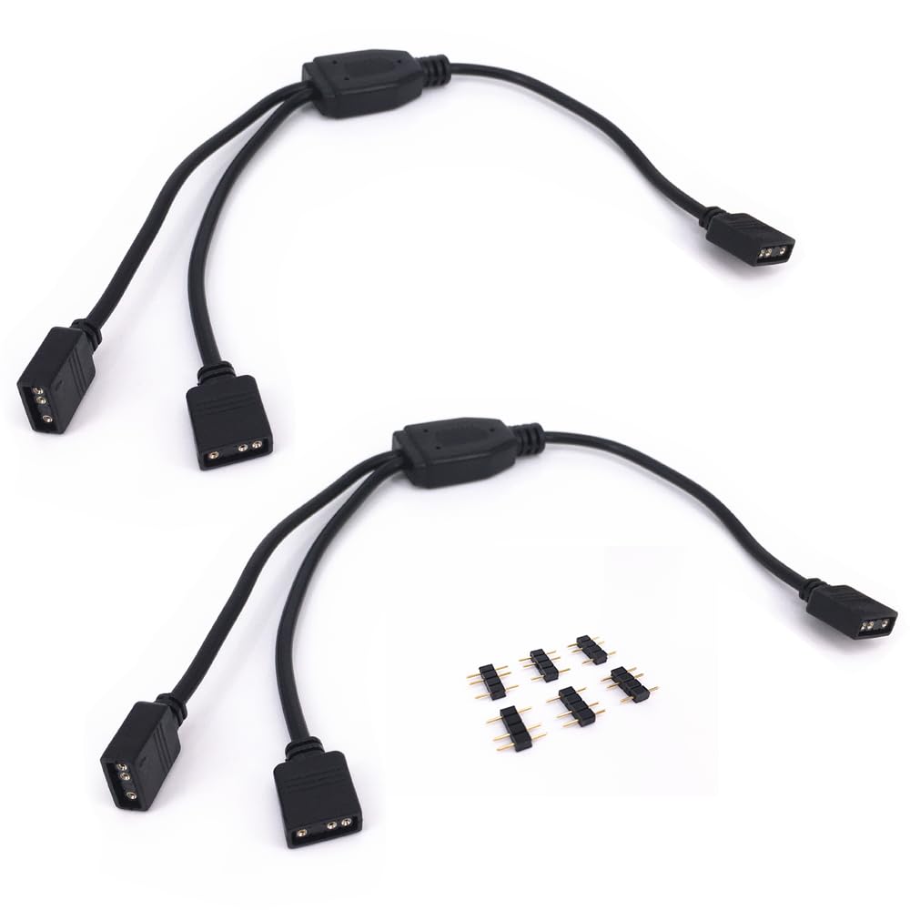 HUALAND 2PCS ARGB Splitter Cable 5V 3 Pin Addressable RGB Splitter Extension Cable ARGB Chassis CPU Heat Sink LED Sync Cable 1-to-2 Female to Female