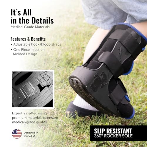 Braceapedia Pediatric Buddy Boot, Kids Medical Grade Left/Right Foot & Ankle Support Brace, Sprain & Injury Recovery Walker Boots, Kids Ankle Brace for Sports and Recovery, Medium Blue Liner, Black