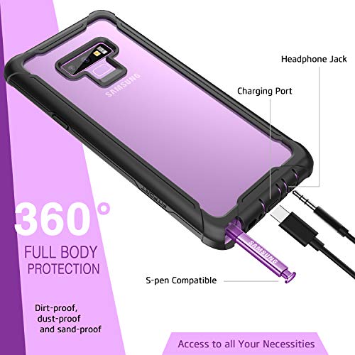 FITFORT Samsung Galaxy Note 9 Cell Phone Case - Full Body Case with Built-in Touch Sensitive Anti-Scratch Screen Protector, Ultra Thin Clear Shock Drop Proof Durable Protective Cover (Purple)