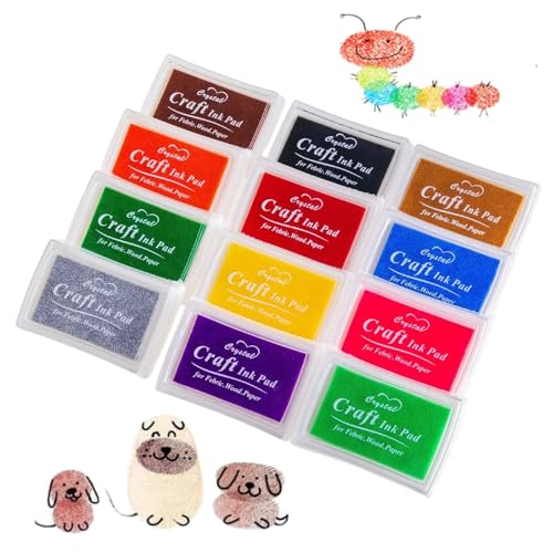 12pcs Colors Ink PadsInk Pad SetInk Pads for CraftingEnvironmentally Friendly and Non Toxic