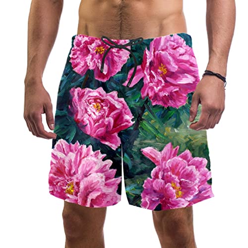 Maillots de bain pour hommes à séchage rapide : short de plage JDEZ pivoine