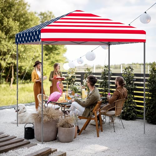 Image of Tangkula 6.6x6.6 Ft Pop Up Canopy, 1 Person Instant Setup Portable Canopy Tent with Center Lock, UPF 50+ Sun Protection, 8 Stakes, 4 Ropes, Carrying Bag