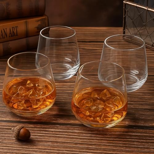 Image of Whisky Glass Set of 6, 370ML Crystal Cut Tumbler Glasses, Premium Old Fashioned Drinking Glasses for Whisky, Bourbon, Scotch, Cocktails, Liquor & Juice, Heavy Base Transparent Barware Set