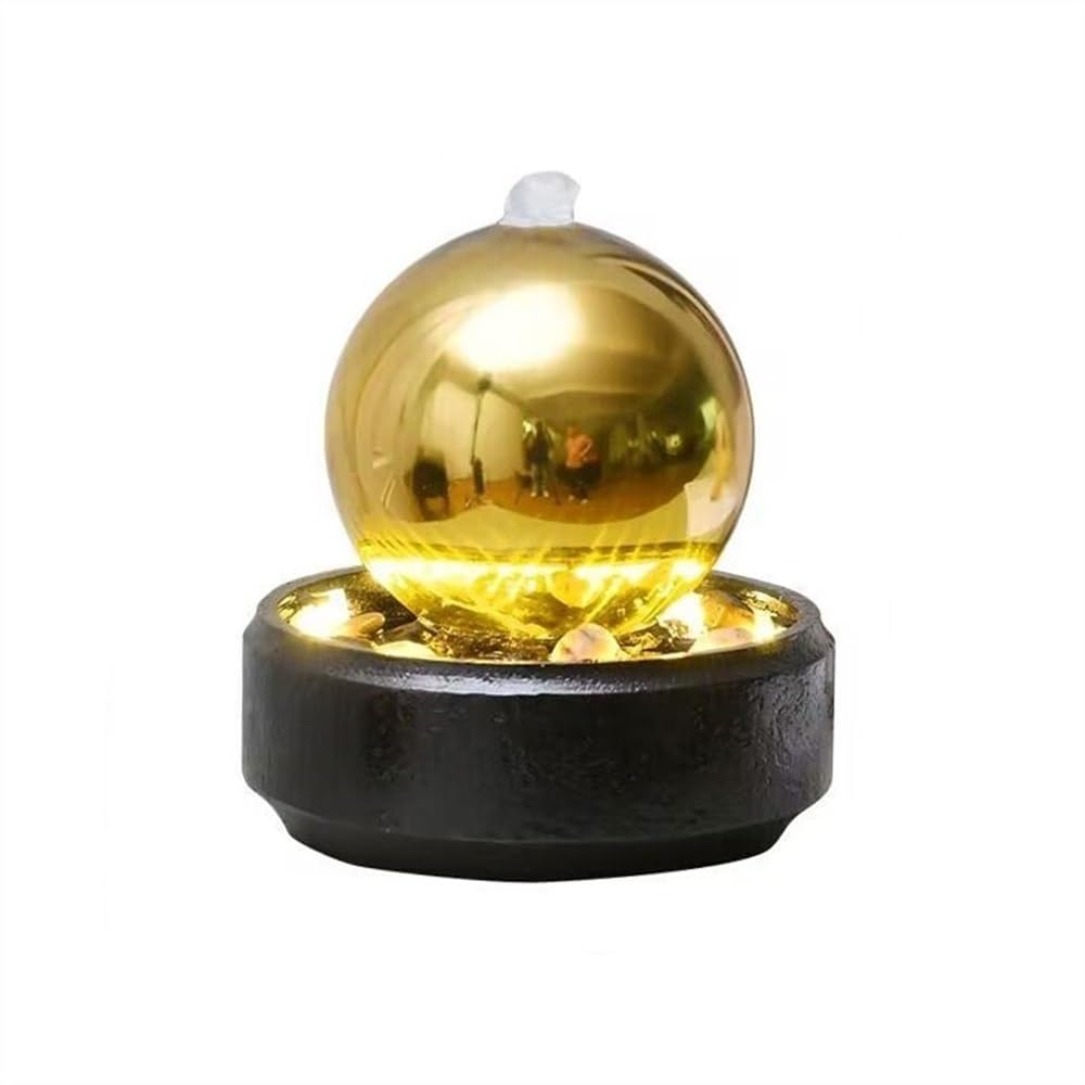 Desktop fountain Office Desktop Small Wealth Decorations Modern Minimalist Running Fountain Ornaments Circulating Water Features Desk waterfall decor(Black)