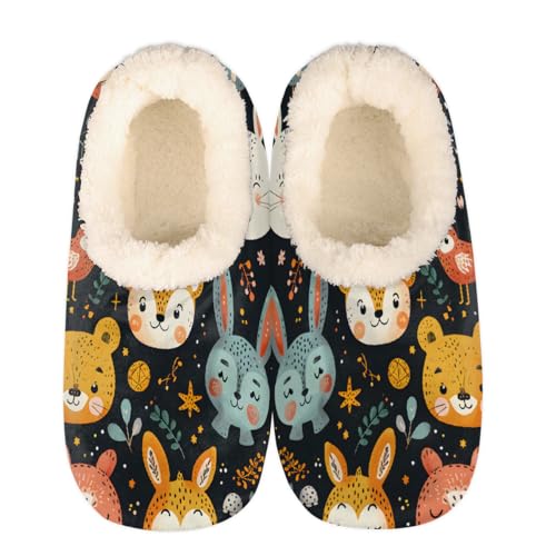 House Slippers for Women Men Cartoon Rabbit Tiger Animal Indoor Slippers Non-Slip Fuzzy Feet Slipper Winter Warm House Shoes, Women 5-6/Men 3-4