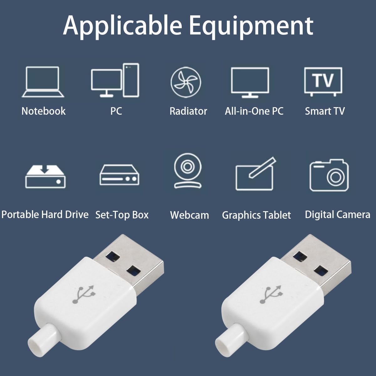 20 Sets USB 3.0 Stecker gelötet, USB 3.0 Typ A Buchse mit weißem Gehäuse für Laptop, Festplatte, USB-CDs, Tastaturen