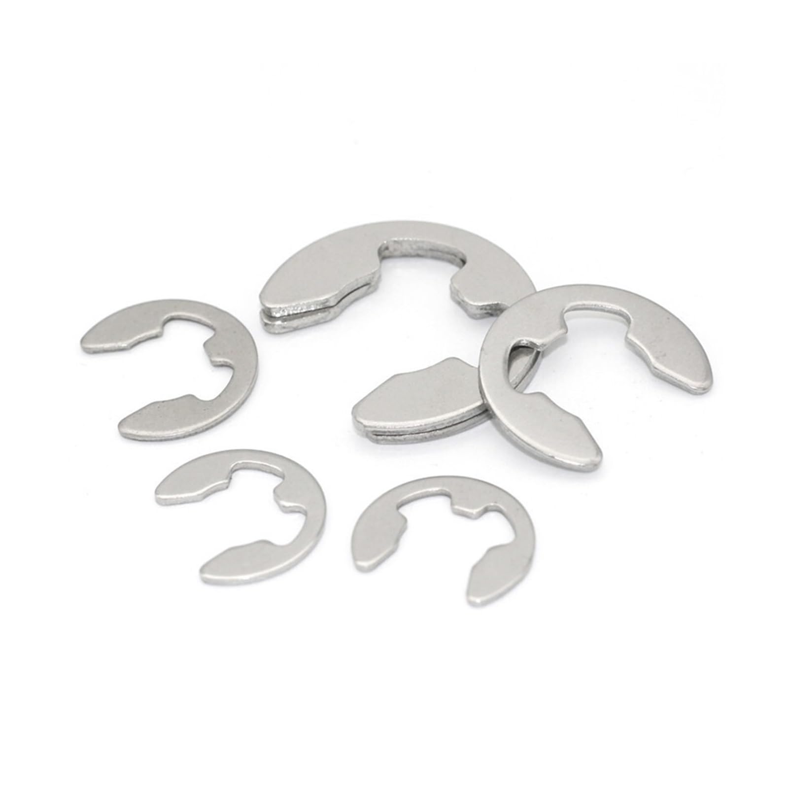 Lksgjsnb M1.5-M10 200Pcs 360/200Pcs/Set E Clip Set Circlip Washer Assortment Kit 304 Stainless Steel 1.2-15 Mm External C Clip For Shaft(M1.5-M10 200Pcs)