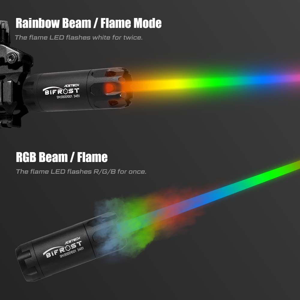 Bille Pistolet à Bille Traceur Airsoft ACETECH Bifrost R - Effets Lumineux LED - Filetage 14mm CCW - Compatible Billes Vertes/Rouges Traceur Airsoft 14 Mm