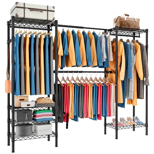 Uptyia Burro ropa retráctil: perchero de metal ajustable de 6 niveles con 4 varillas para colgar - Fácil de montar para un estilo sin esfuerzo(Negro)