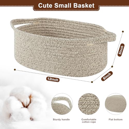 Image of OIAHOMY Gift Basket with Handle, Small Woven Basket with Gift Bag,Ribbon and Wrap Tissue Paper,Nursery Bins Empty to Fill with Small Items, Baby,Pet Toy Organizer - Brown