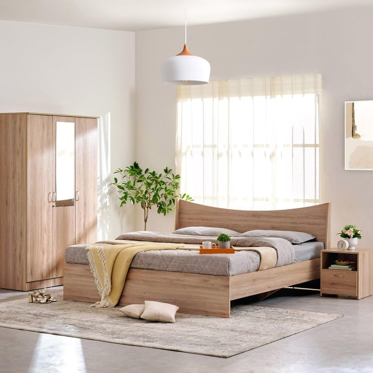 Image of Home Centre Helios Alton King Bed |Engineered Wood King Bed| (Oak) |1 Year Warranty