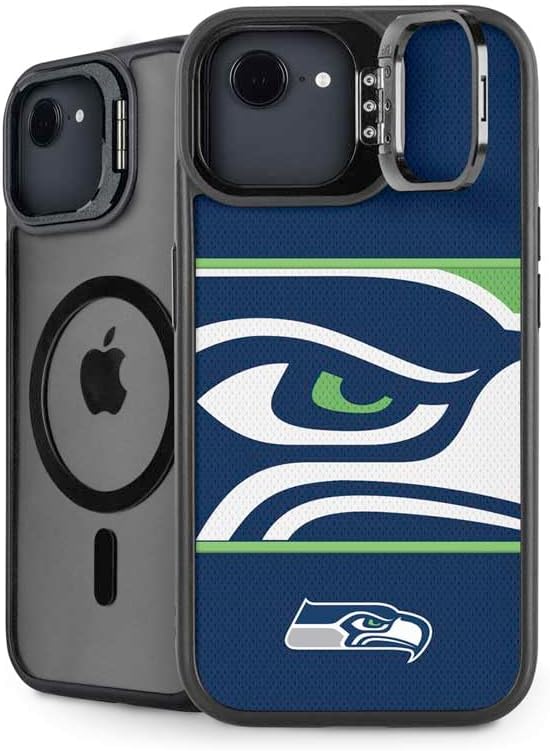Skinit Kickstand Phone Case Compatible with iPhone 16e - Officially Licensed NFL Seattle Seahawks Retro Logo Design