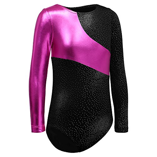 Daxiang DX071-BLACK-130 Long Sleeves Rainbow Stripes Starry Sky Dancing Athletic Leotard thumb #2