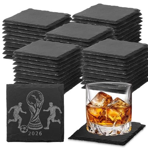 60 Pcs Slate Coasters Black Square 4 Inch Bulk Rock