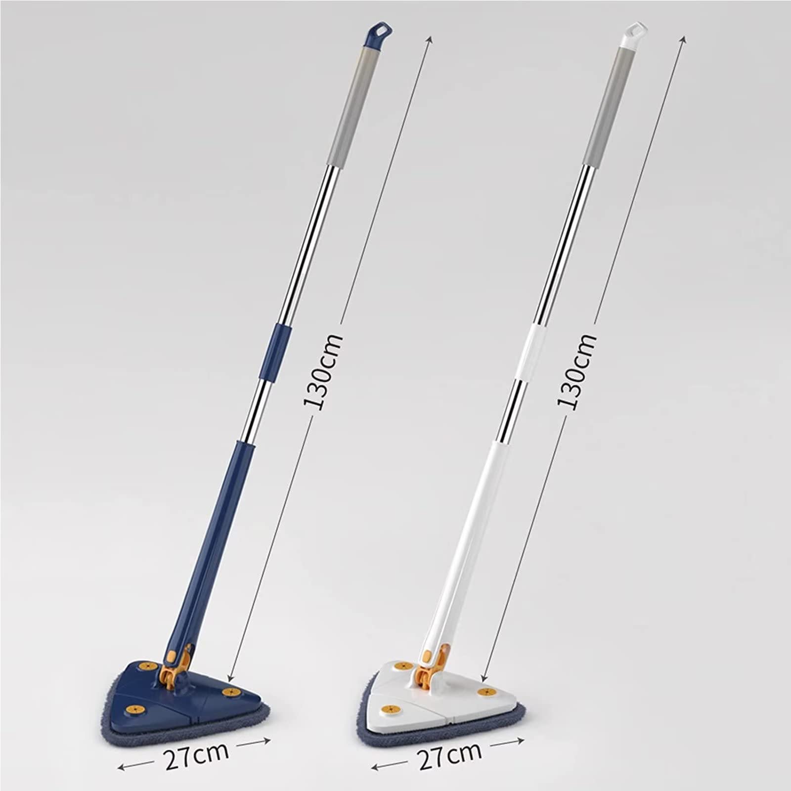 Trapeador triangular extensible de limpieza, giratorio de 360 grados, mopa húmeda y seca para limpieza de suelos, ventanas y paredes, incluye 2 paños de repuesto