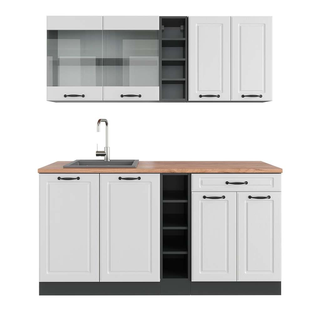 Vicco Cucina completa R-Line, Bianco country/antracite, 160 cm