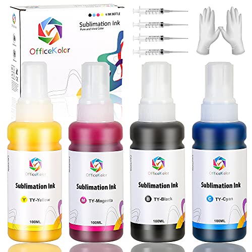 OfficeKolor Compatible Sublimation Ink Refill Bottle for Canon Brother HP Ecotant Refill Ink for Brand Inkjet Printer, Heat Press Transfer on T-Shirts, Mugs, Mouse, Pads, Pillows, Phone Case, Cap, Bag