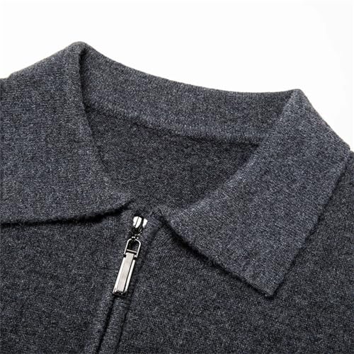 Men's Wool Knit Cardigan Sweater Lapel Long Sleeve Zipper Thick Fall Winter Business Casual Outerwear2
