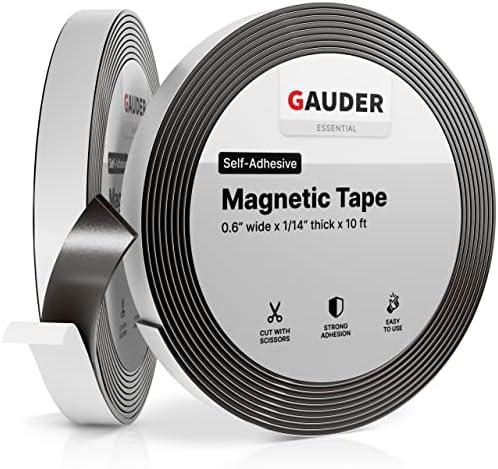 GAUDER Magnetic Tape Self Adhesive (0.6 Inch x 10 Feet) | Magnetic Strips with Adhesive Backing | Magnet Roll