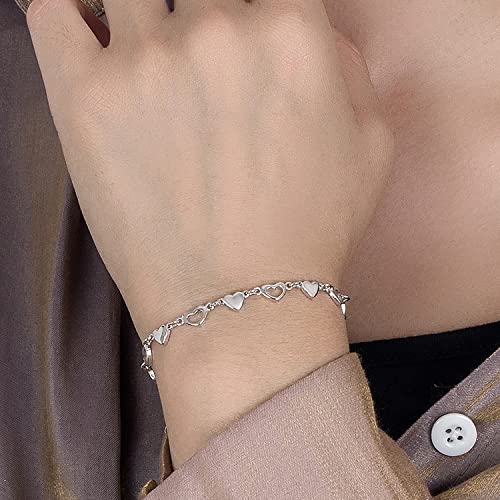 925 Sterling Silver Infinity Love Heart Link Bracelets Women Cute Animal Little Rabbit Bangle Jewelry Gifts For Wife Her,6.7in +1.3in Extender Chain4