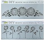 Sunflower Stencils for Painting - on Wood, Walls, Fabric, Furniture, Canvas, DIY Home Decor | Reusable 16.5 x6 Inch Sun Flower Stencil Template Set for Stenciling on Door, Porch, Craft, Welcome Sign