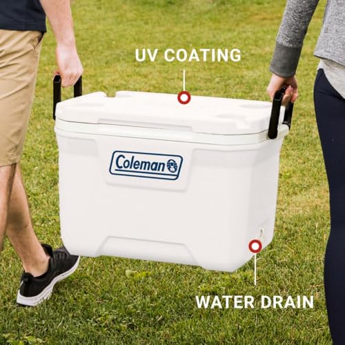 Image of Coleman Marine Cooler with Fully Insulated UV Guard Lid & Body, Keeps Ice for 3+ Days, Great for Boating & Fishing, 52qt /100qt Wheeled /120qt Options