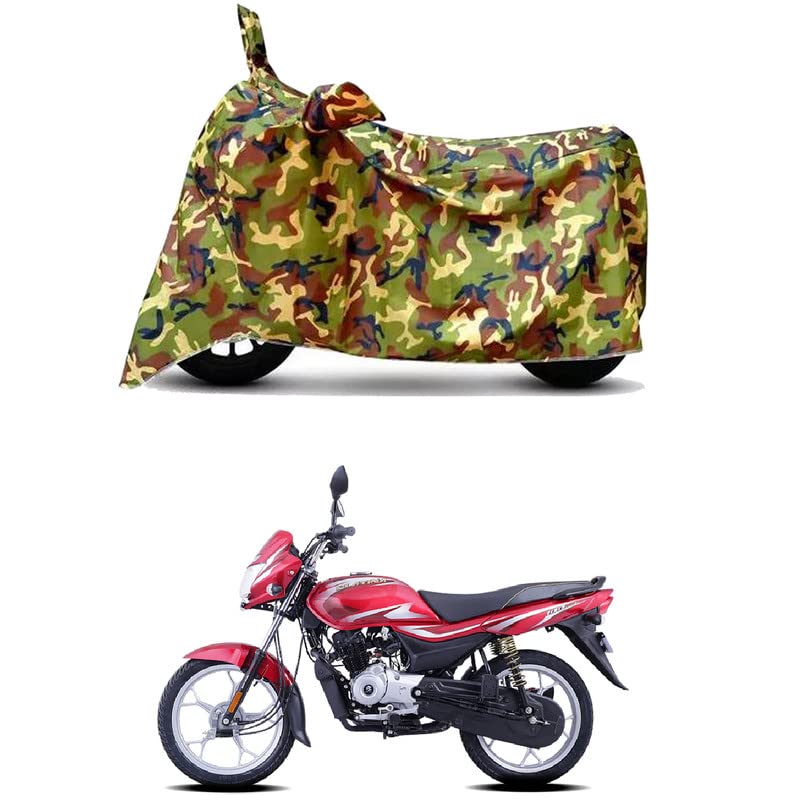 Image of Waterproof 100% PVC Coated Bike Scooty Two Wheeler Body Cover Compatible for Bajaj Platina 100 ES Drum BS6 /UV-Rays /Heat Protection /Birds Dropping /Scratchproof /Dust Proof [6X6 Jungle Print]