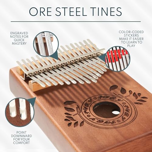 UNOKKI Kalimba 17 Key Thumb Piano | Premium, Lightweight & Durable Mahogany Marimba Mbira - Chocolate Brown | Anxiety & Stress Relief Instrument | Great Gift for Kids & Adults - Image 2