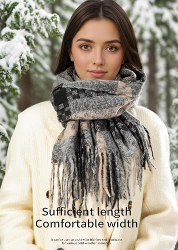 Winter Scarf For Women Women's Long Plaid Blanket Scarf Chunky Oversized Winter Fall Warm Big Tartan Scarves Wrap Shawl Ladies Gifts4