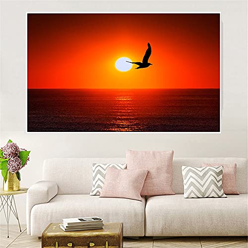 Coucher de soleil en peinture diamant 5D grand format pour décoration salon