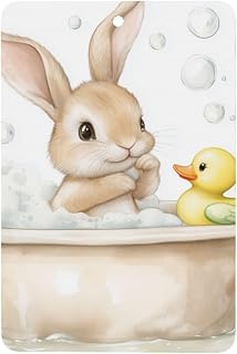 Watercolor Cute Baby Bunny In Bathtub Car Air Fresheners 4 Pcs Hanging Scented Cards Fragrance Scented Cards For Car Aromatherapy Tablets