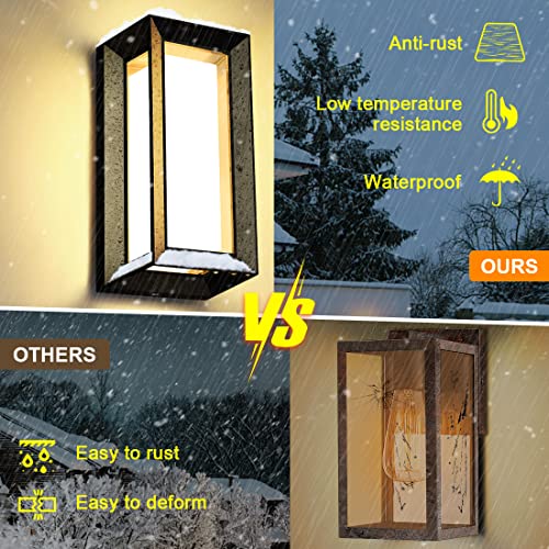 Ledmo LED1286B Outdoor Wall Light 1800Lm Modern Outdoor Porch Light 3000K Bright Lighting Black Exterior Light Fixture Waterproof Front Door Light For House,Patio,Garage,Backyard,Hallway(2 Pack thumb #4