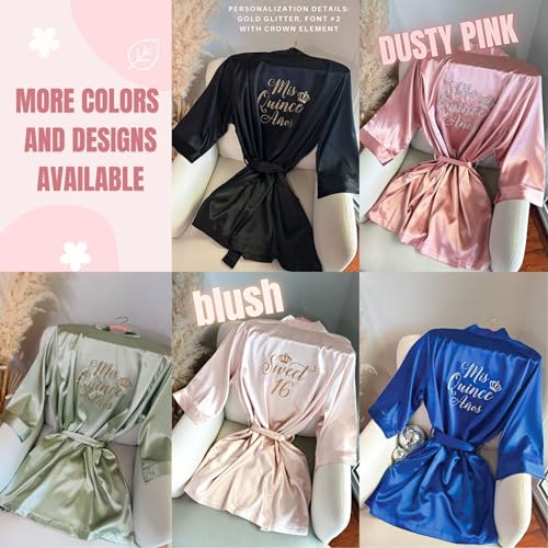 Joyma Belle Gifts Custom Glitter Short Robe With Crown thumb #3