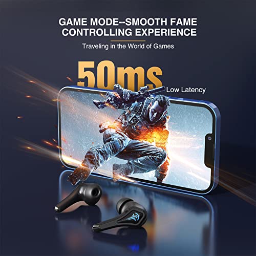 Bluetooth Earbuds, 50Ms Low Latency Gaming Wireless Earbuds, Qtree 5.2 Version,Noise Cancelling, 36H Playing Time, Ipx5 Waterproof Deep Bass Music Mode For Iphone And Android #TOP1