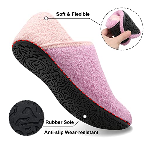 Image of Fires Womens Mens Slippers with Rubber Sole Soft-Lightweight House Slipper Socks Around House Shoes Non Slip Indoor /Outdoor