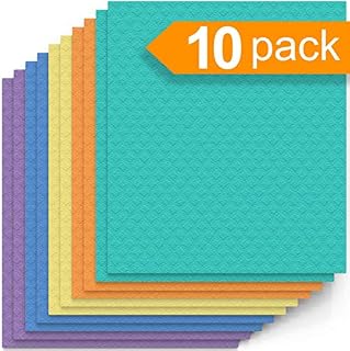 Swedish Dishcloth Cellulose Sponge Cloths - Bulk 10 Pack of Eco-Friendly No Odor