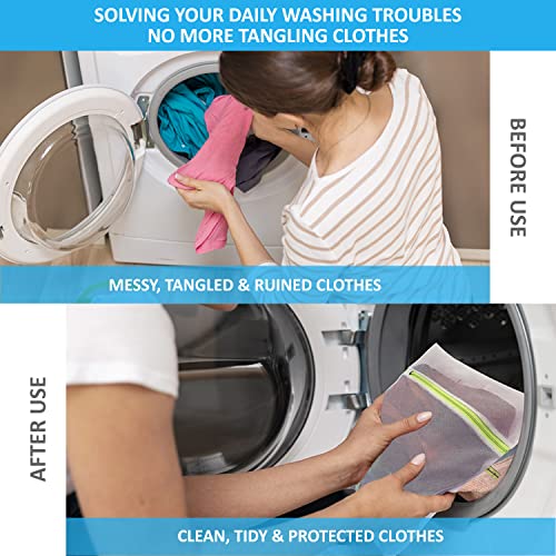 Image of 5 Pcs (S2 /M2 /L-1) Mesh Laundry Washing Bags With Premium Rust Free Zipper, Store Dirty Clothes, Washing Bags For Laundry, Blouse, Bra, Hosiery, Lingerie, Stocking, Jeans