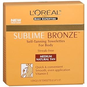 L’Oreal Paris Sublime Bronze Self Tanning Towelettes, Streak-Free, Natural Looking Tan, 6 ct