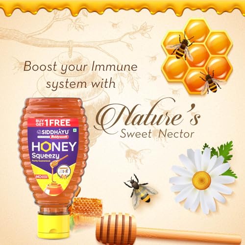 Image of Baidyanath Asli Ayurved Honey 450g squeezy (225G X 2) | Natural Immunity Booster | Pure & Wholesome - Weight Loss Support, Radiant Skin, Cough & Cold Defense | No Added Sugar