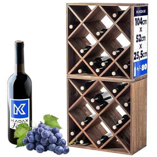 KADAX Casier en bois pour vin, 52 x 25,5 x 104 cm, étagère empilable pour nombre de bouteilles, armoire rustique stable