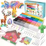 Kit de Perles Fuse - 36 Couleurs 11,000 Perles Fondantes DIY Set d'Artisanat pour Enfants avec 5 Plaques à Piquets, Papier à Repasser, Accessoires de Chaîne, Jouets d'Anniversaire pour Garçons Filles