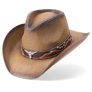 Straw Cowboy Hat for Men and Women Cowgirl Cowboys Cowgirls Woven Crease for Western Gift Gifts
